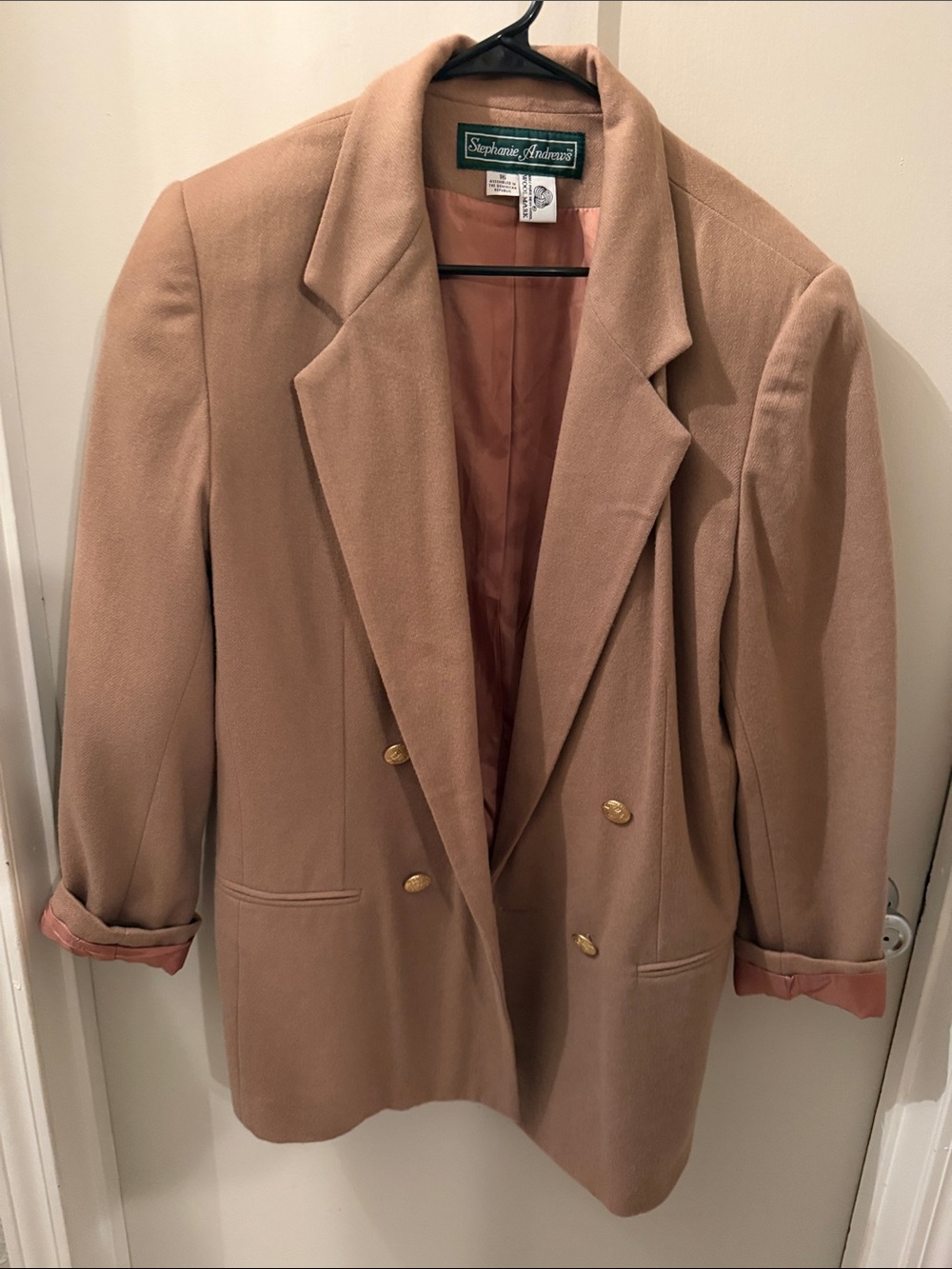 Stephanie Andrews Women's Double-Breasted Camel Blazer